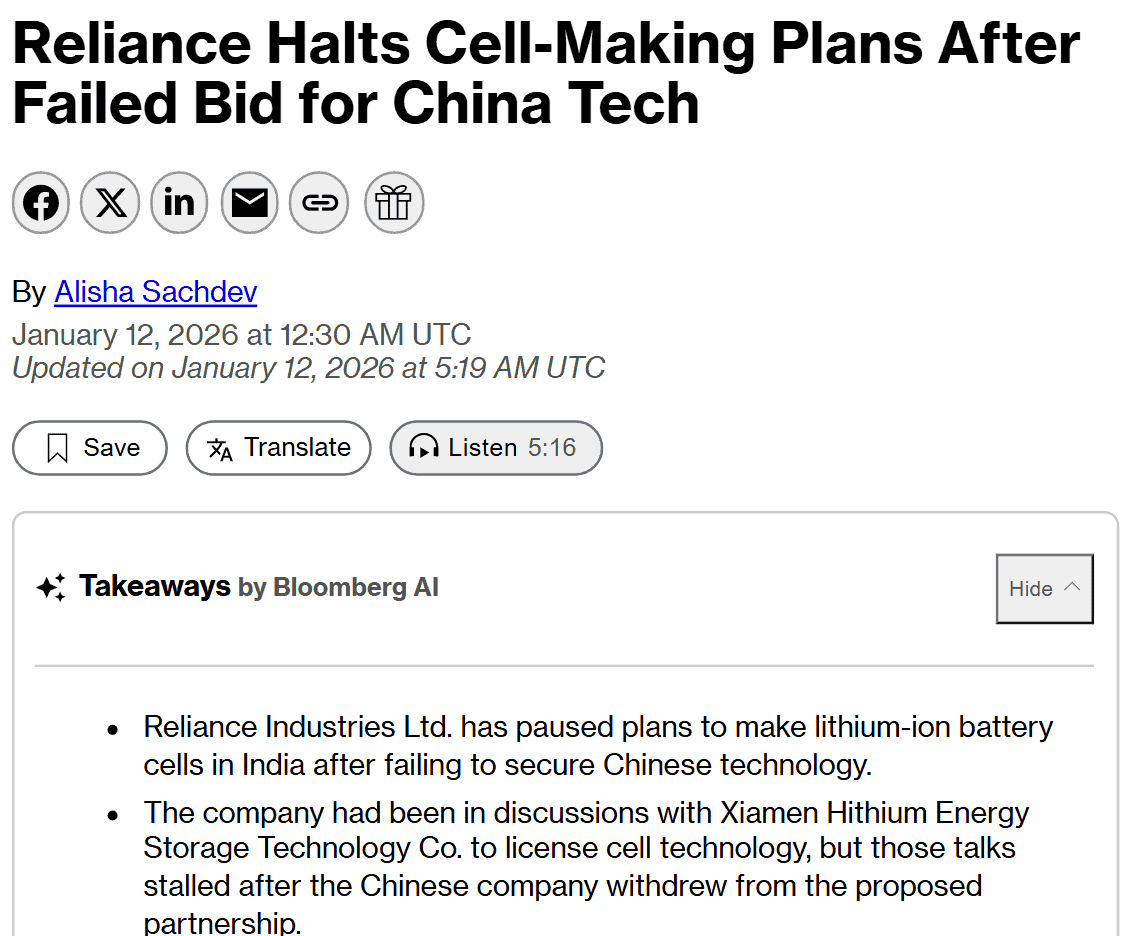Reliance Industries Pauses Controversial Partnership with Hithium